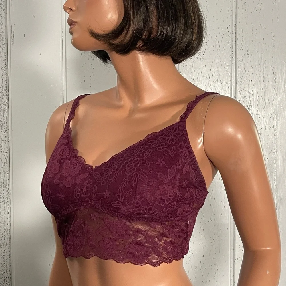Gilly Hicks women's Wine Lace Bralette Sz L